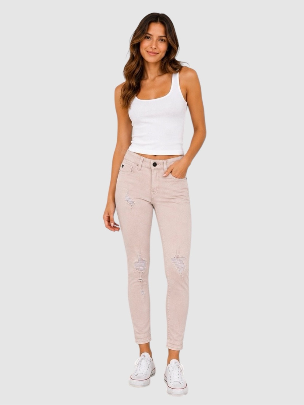 KanCan High Rise Distressed Skinny Jeans Estilo Pink Size 5/26 NWT